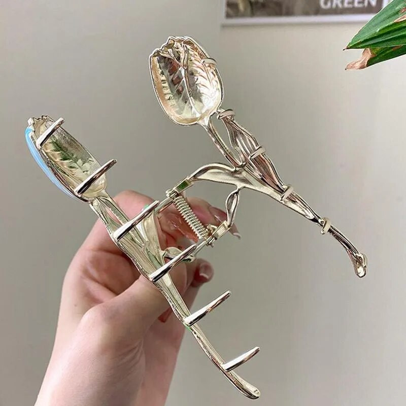 Eleganta Tulip Bell orhideja Ziedi Matu Spīļveida Haizivs Saspraudes Galvassega Vintage Zirgastes Spīļskava Moderni saldie Meiteņu Matu Rotaslietas