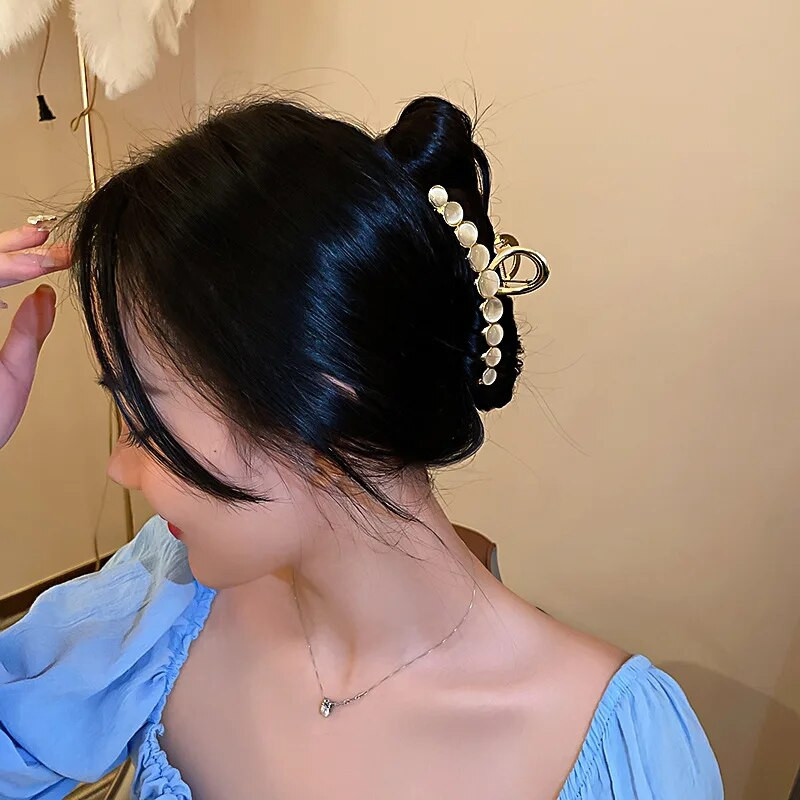 Korejas lielās pērles, akrila matu sprādzes, saldie kristāla ziedi, matu spīles, eleganti stieņi, nagu krabji, matu sprādzes Modes matu aksesuāri