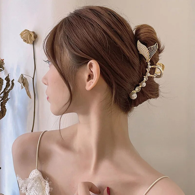 Korejas lielās pērles, akrila matu sprādzes, saldie kristāla ziedi, matu spīles, eleganti stieņi, nagu krabji, matu sprādzes Modes matu aksesuāri