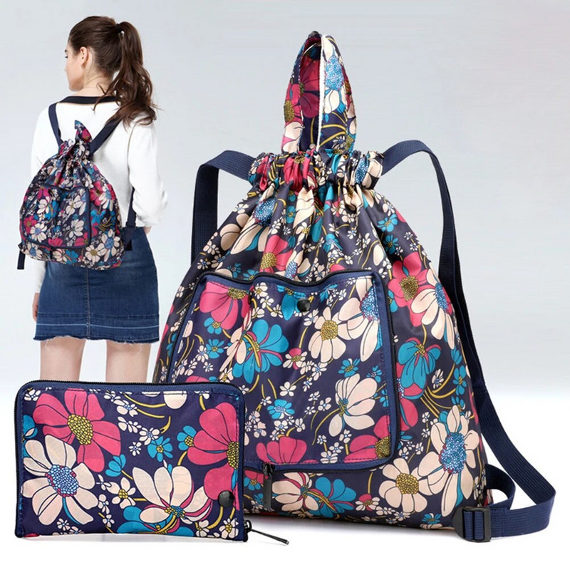 Sulankstomas moteriškas kuprinės sutraukiamas pirkinių krepšys Nešiojamas vandeniui atsparus nuo vagystės didelės talpos itin lengvas lauko sportinis jogos krepšys