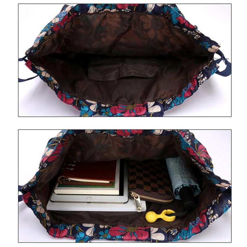 Sulankstomas moteriškas kuprinės sutraukiamas pirkinių krepšys Nešiojamas vandeniui atsparus nuo vagystės didelės talpos itin lengvas lauko sportinis jogos krepšys