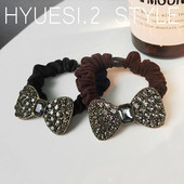 Μόδα μιμούνται Rhinestone Scrunchies Full Diamond Bowknot Μαλλιά σχοινί δαχτυλίδι Γυναικεία Κορίτσια Ελαστική βάση για αλογοουρά
