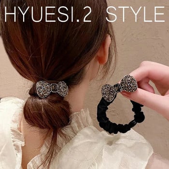 Μόδα μιμούνται Rhinestone Scrunchies Full Diamond Bowknot Μαλλιά σχοινί δαχτυλίδι Γυναικεία Κορίτσια Ελαστική βάση για αλογοουρά