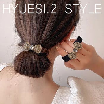 Μόδα μιμούνται Rhinestone Scrunchies Full Diamond Bowknot Μαλλιά σχοινί δαχτυλίδι Γυναικεία Κορίτσια Ελαστική βάση για αλογοουρά