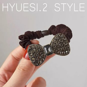 Μόδα μιμούνται Rhinestone Scrunchies Full Diamond Bowknot Μαλλιά σχοινί δαχτυλίδι Γυναικεία Κορίτσια Ελαστική βάση για αλογοουρά