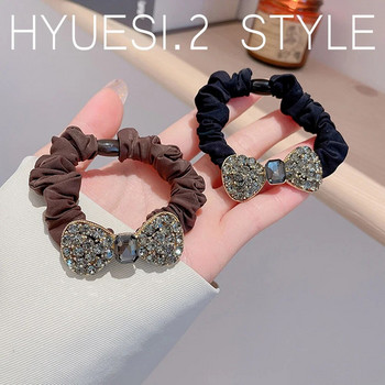 Μόδα μιμούνται Rhinestone Scrunchies Full Diamond Bowknot Μαλλιά σχοινί δαχτυλίδι Γυναικεία Κορίτσια Ελαστική βάση για αλογοουρά