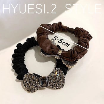 Μόδα μιμούνται Rhinestone Scrunchies Full Diamond Bowknot Μαλλιά σχοινί δαχτυλίδι Γυναικεία Κορίτσια Ελαστική βάση για αλογοουρά