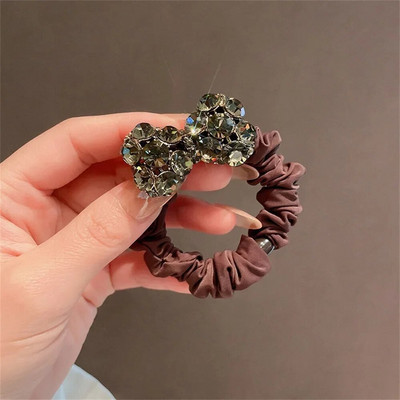Μόδα μιμούνται Rhinestone Scrunchies Full Diamond Bowknot Μαλλιά σχοινί δαχτυλίδι Γυναικεία Κορίτσια Ελαστική βάση για αλογοουρά