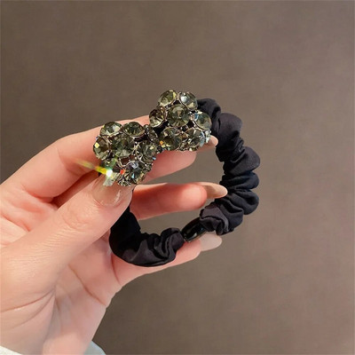 Μόδα μιμούνται Rhinestone Scrunchies Full Diamond Bowknot Μαλλιά σχοινί δαχτυλίδι Γυναικεία Κορίτσια Ελαστική βάση για αλογοουρά