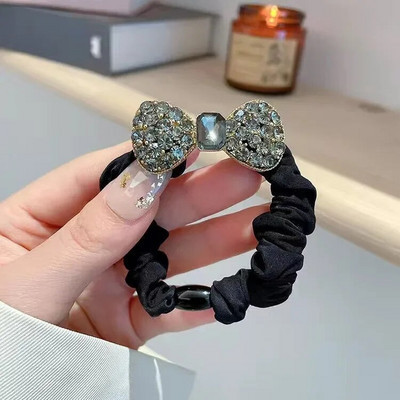 Μόδα μιμούνται Rhinestone Scrunchies Full Diamond Bowknot Μαλλιά σχοινί δαχτυλίδι Γυναικεία Κορίτσια Ελαστική βάση για αλογοουρά