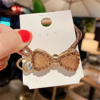 Μόδα μιμούνται Rhinestone Scrunchies Full Diamond Bowknot Μαλλιά σχοινί δαχτυλίδι Γυναικεία Κορίτσια Ελαστική βάση για αλογοουρά