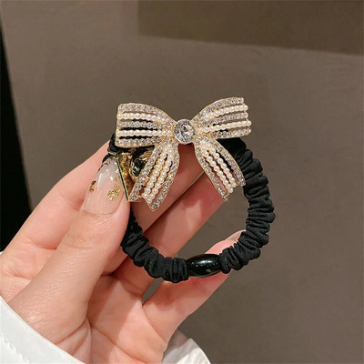 Μόδα μιμούνται Rhinestone Scrunchies Full Diamond Bowknot Μαλλιά σχοινί δαχτυλίδι Γυναικεία Κορίτσια Ελαστική βάση για αλογοουρά