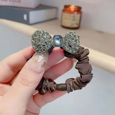Μόδα μιμούνται Rhinestone Scrunchies Full Diamond Bowknot Μαλλιά σχοινί δαχτυλίδι Γυναικεία Κορίτσια Ελαστική βάση για αλογοουρά