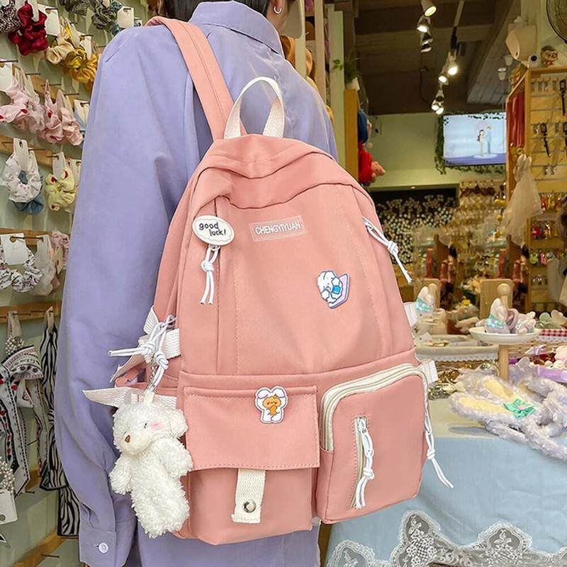 Sieviešu mugursoma korejiešu stila pusaudžu meiteņu vidusskolas mugursomas mugursoma neilona studentu plecu soma skolas soma, 2023, zēni, Močila