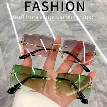 2022 Нова мода Модни правоъгълни очила без рамки Жени Мъже Модерни малки слънчеви очила Летни сенници за пътуване Uv400 Bulk Glasses