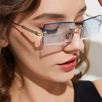 2022 Нова мода Модни правоъгълни очила без рамки Жени Мъже Модерни малки слънчеви очила Летни сенници за пътуване Uv400 Bulk Glasses