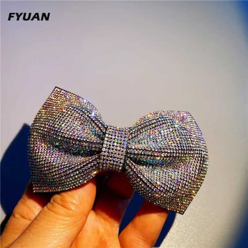 FYUAN Fashion 5 Styles Bowknot matu sprādzes sievietēm Meitenes Rhinestones Matu apģērbi Aksesuāri Kāzu Rotaslietas