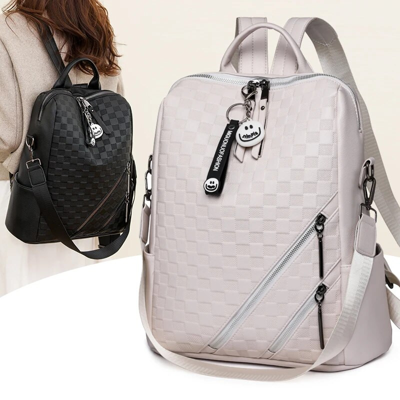 Mados nuo vagystės Moteriškos kuprinės Garsus prekės ženklas Aukštos kokybės PU odos Kelioninė kuprinė Moteriškos Didelės talpos rankinės ant pečių