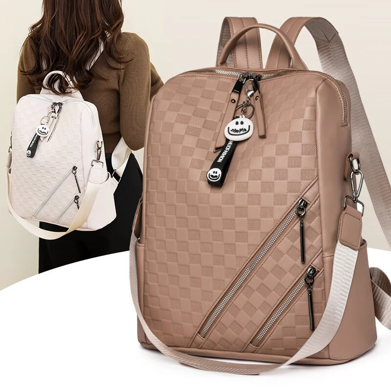 Mados nuo vagystės Moteriškos kuprinės Garsus prekės ženklas Aukštos kokybės PU odos Kelioninė kuprinė Moteriškos Didelės talpos rankinės ant pečių