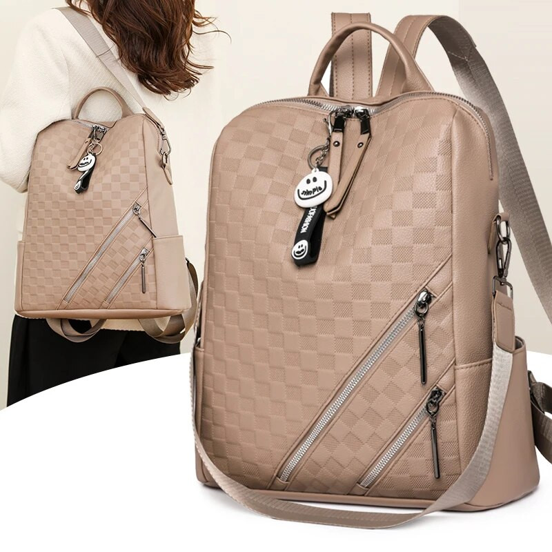 Mados nuo vagystės Moteriškos kuprinės Garsus prekės ženklas Aukštos kokybės PU odos Kelioninė kuprinė Moteriškos Didelės talpos rankinės ant pečių