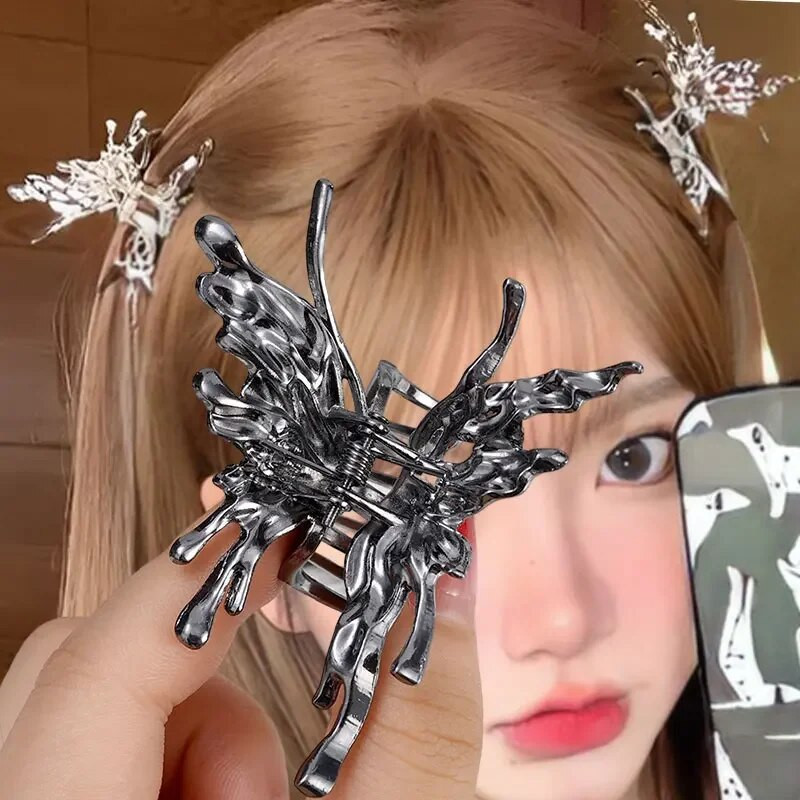 Korejas metāla šķidra doba tauriņa matu sprādze sievietēm muguras galvas satvērējs haizivis Ģeometriskā galvas saite Moderni matu aksesuāri