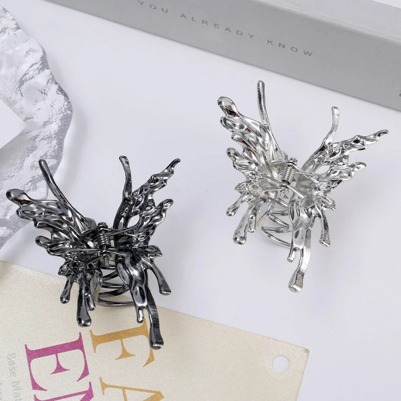 Korejas metāla šķidra doba tauriņa matu sprādze sievietēm muguras galvas satvērējs haizivis Ģeometriskā galvas saite Moderni matu aksesuāri