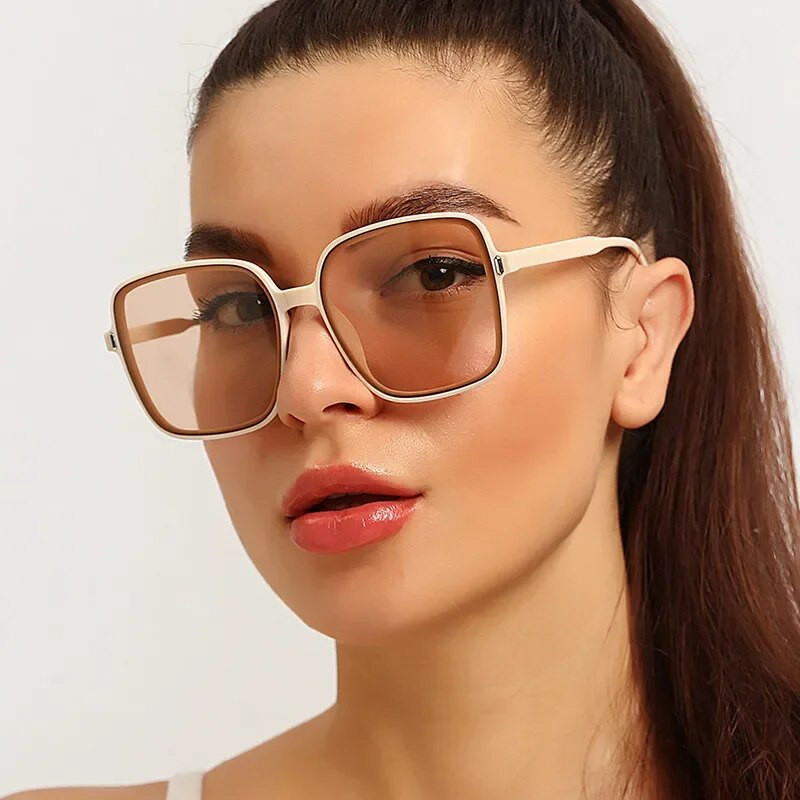 Sieviešu liela rāmja gradienta saulesbrilles unisex āra saulesbrilles vīriešiem sievietēm modernas okeāna lēcas kvadrātveida saulesbrilles ballīte