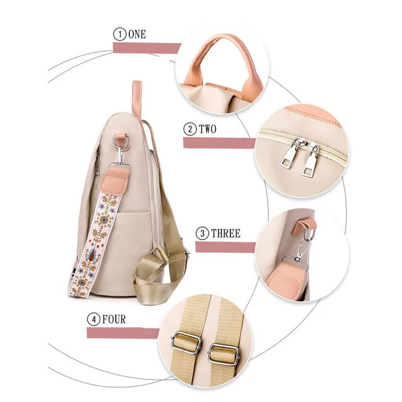 Sieviešu mugursoma, ūdensizturīga neilona plecu ceļojumu soma, mugursoma pret mugursomu