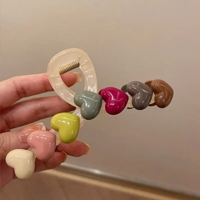 Νέο πολύχρωμο κλιπ αγάπης Rainbow Grab Hair Clip Hair Claw Claw Γυναικεία Κομψό γεωμετρικό κλιπ αλογοουρά για κορίτσια Μοντέρνα κεφαλή μπάνιου