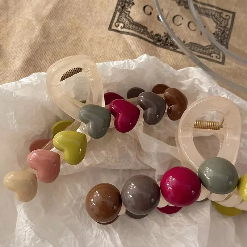 Jauns, krāsains mīlestības varavīksnes satvērējs matu krabju matu sprādzes dāmām eleganta ģeometriska zirgaste klipša meitenēm moderna vannas galvassega