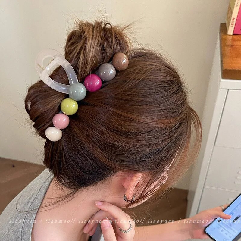 Jauns, krāsains mīlestības varavīksnes satvērējs matu krabju matu sprādzes dāmām eleganta ģeometriska zirgaste klipša meitenēm moderna vannas galvassega