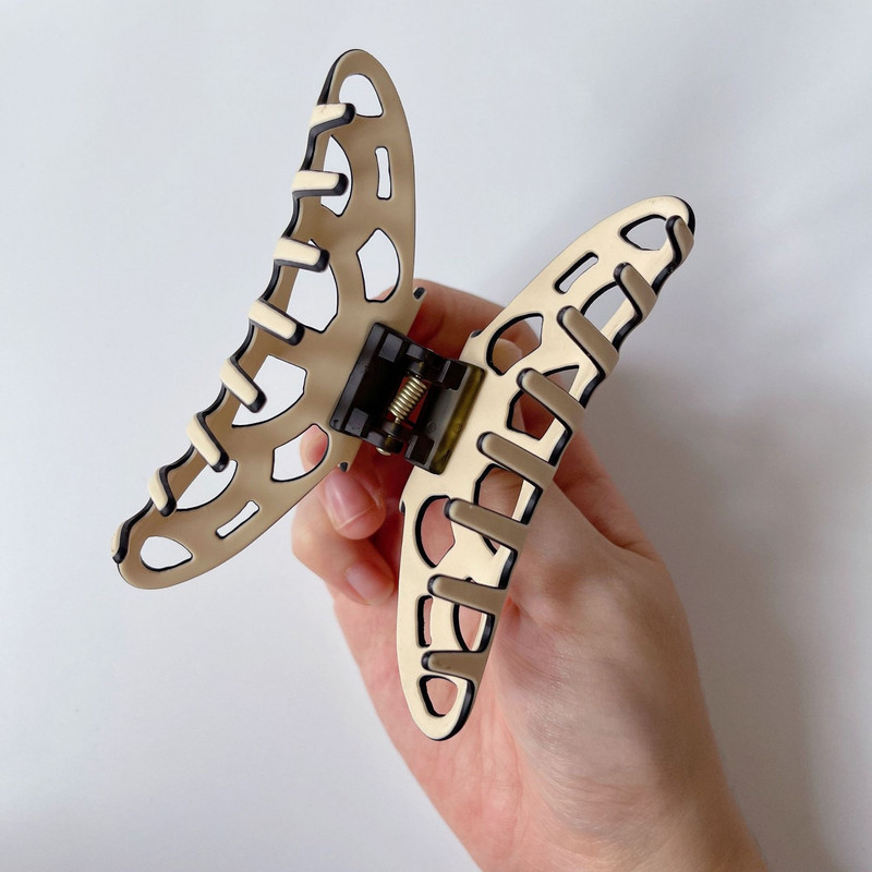 Vairumtirdzniecība franču klasiskās 10 cm lielas acetāta matu sprādzes ar spīlēm, kompozīta dobas augstas tekstūras haizivs matu sprādzes meitenēm