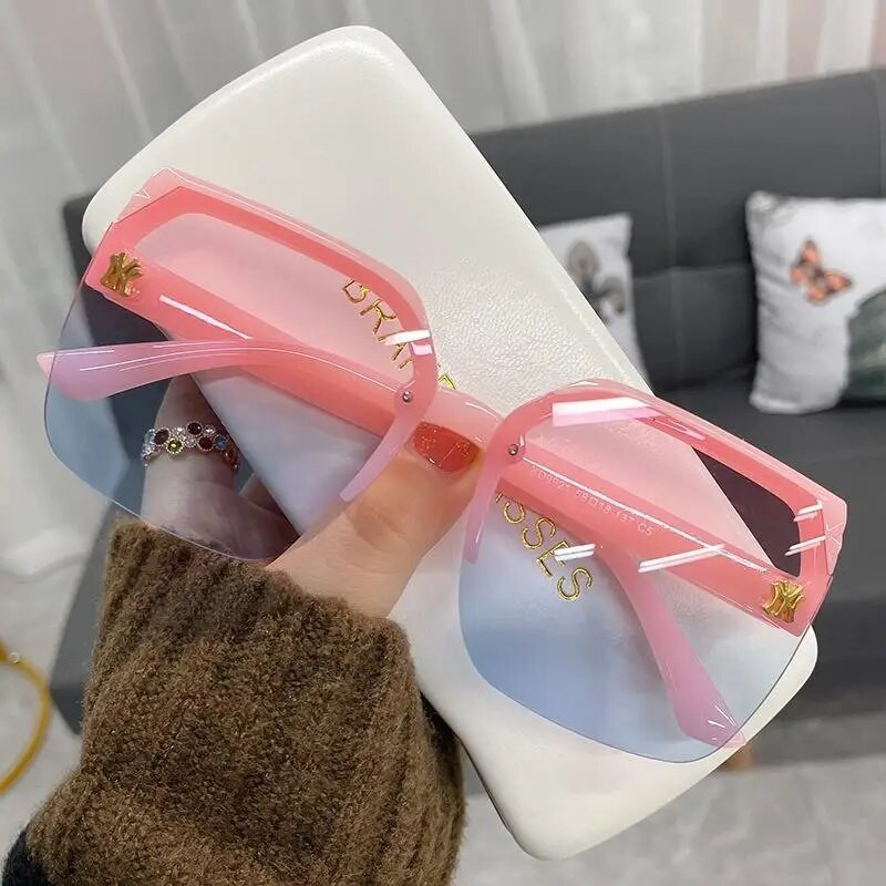 Modes kvadrātveida pusrāmja INS stila brilles pakāpeniski maināmas okeāna gabala liela rāmja saulesbrilles