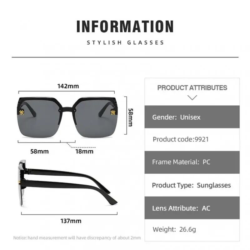 Modes kvadrātveida pusrāmja INS stila brilles pakāpeniski maināmas okeāna gabala liela rāmja saulesbrilles