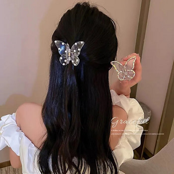 Модерна прозрачна перлена скоба за пеперуда Нокти за коса от раци за жени Момичета Акрилна шнола Щипка за коса Шноли Аксесоари за коса