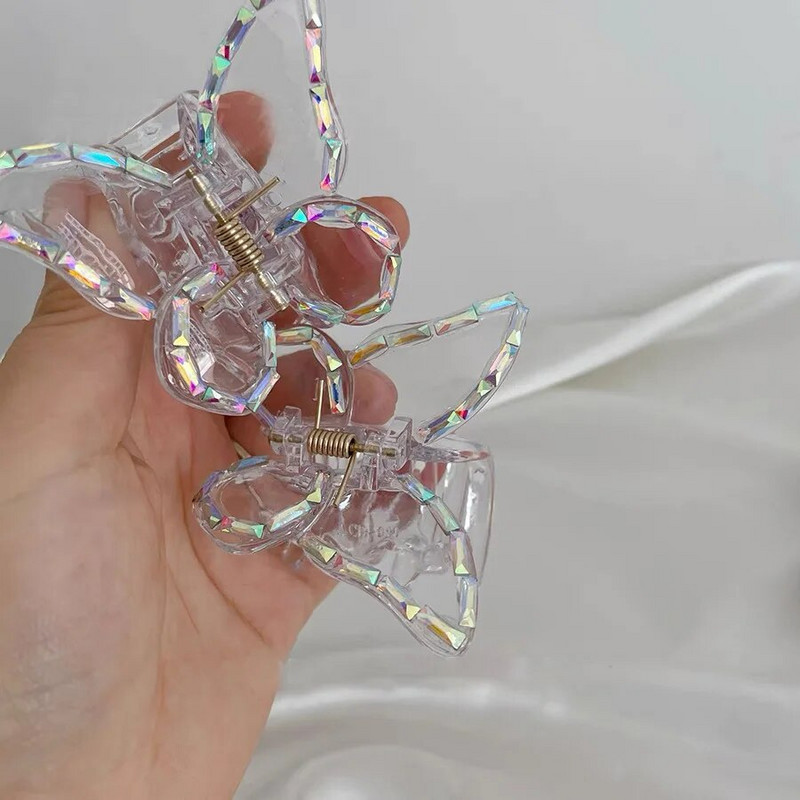 Modernas caurspīdīgas pērļu tauriņu skavas krabju matu spīles sievietēm meitenēm akrila matu sprādzes matu sprādzes stieņi matu aksesuāri