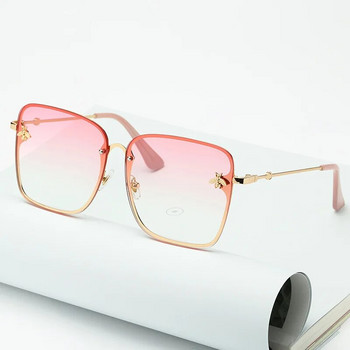 Нови модни дамски извънгабаритни квадратни пчелни слънчеви очила без рамки Дамски мъжки малки очила Градиентни слънчеви очила Женски UV400