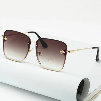 New Fashion Lady Oversize Rimless Square Γυαλιά ηλίου Bee Γυναικεία Ανδρικά Μικρά Γυαλιά Γυαλιά ηλίου ντεγκραντέ Γυναικεία UV400