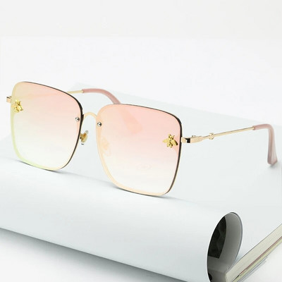 New Fashion Lady Oversize Rimless Square Γυαλιά ηλίου Bee Γυναικεία Ανδρικά Μικρά Γυαλιά Γυαλιά ηλίου ντεγκραντέ Γυναικεία UV400