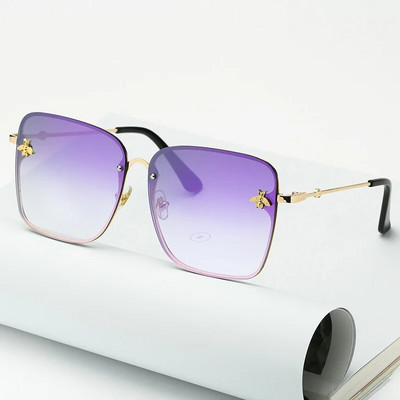 New Fashion Lady Oversize Rimless Square Γυαλιά ηλίου Bee Γυναικεία Ανδρικά Μικρά Γυαλιά Γυαλιά ηλίου ντεγκραντέ Γυναικεία UV400