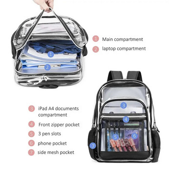 Мъже, жени, модна PVC прозрачна раница, ученическа ученическа чанта, водоустойчива плажна чанта за плуване, ежедневна пътна чанта против кражба