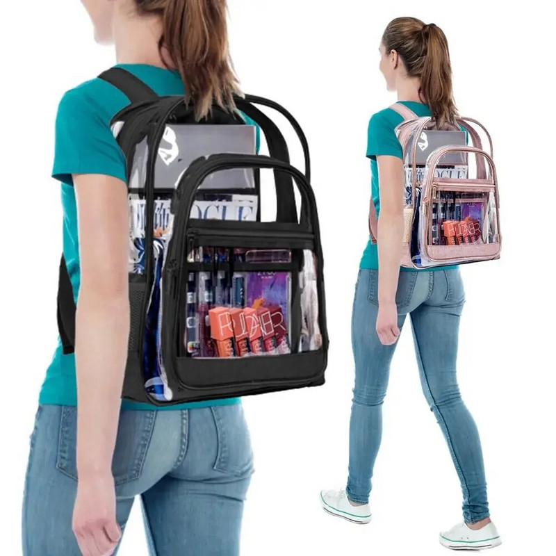 Vīriešu sieviešu modes PVC caurspīdīga mugursoma Skolas soma Ūdensnecaurlaidīga pludmales peldsoma ikdienas ceļojumiem pret zādzībām