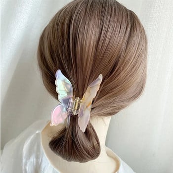 Корейски феи с ацетат Tie-Dye Butterfly Hair Claws Винтидж градиентни фиби Дамски шноли Crab Hair Hair Claws Аксесоари за коса