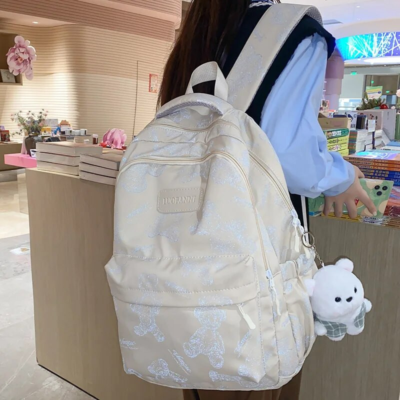 Trendikas naiste suure mahutavusega printimissülearvuti naistele veekindel koolikott Moodne leedi kolledži seljakott Armsad tüdrukute reisiraamatukotid