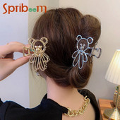 Κλιπ μαλλιών Hollow Bear Crab Clip για κορίτσια Μεταλλικό μαργαριτάρι Χαριτωμένο κλιπ για μαλλιά Κορεάτικα γυναικεία αξεσουάρ μαλλιών 2023 Μοντέρνα στολίδια μαλλιών