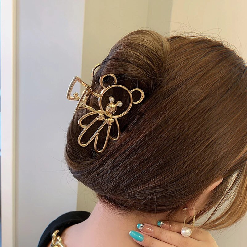 Dobu lāču krabju matu sprādzes meitenēm, metāla pērle, jauka matu spīle, korejiešu sieviešu matu aksesuāri 2023. g. moderni matu rotājumi