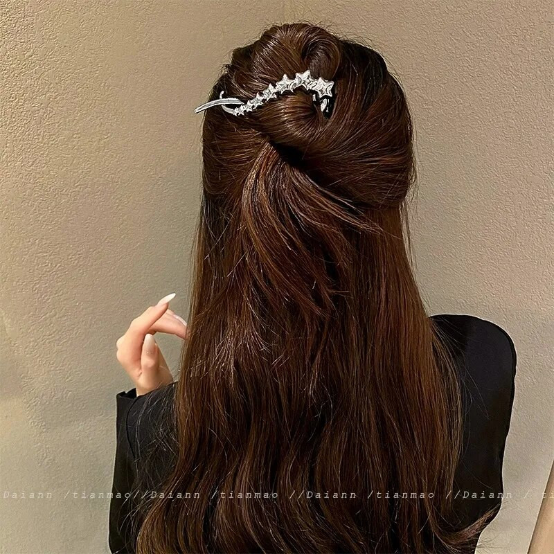 Eleganta S formas pērļu matu spīle Sievietēm Matu bulciņa Matadata Galvassega Rhinestone Metāla stieņi Banānu Sagriežami Spraudītes Rotaslietas