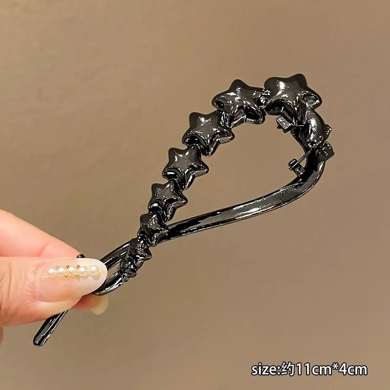 Eleganta S formas pērļu matu spīle Sievietēm Matu bulciņa Matadata Galvassega Rhinestone Metāla stieņi Banānu Sagriežami Spraudītes Rotaslietas