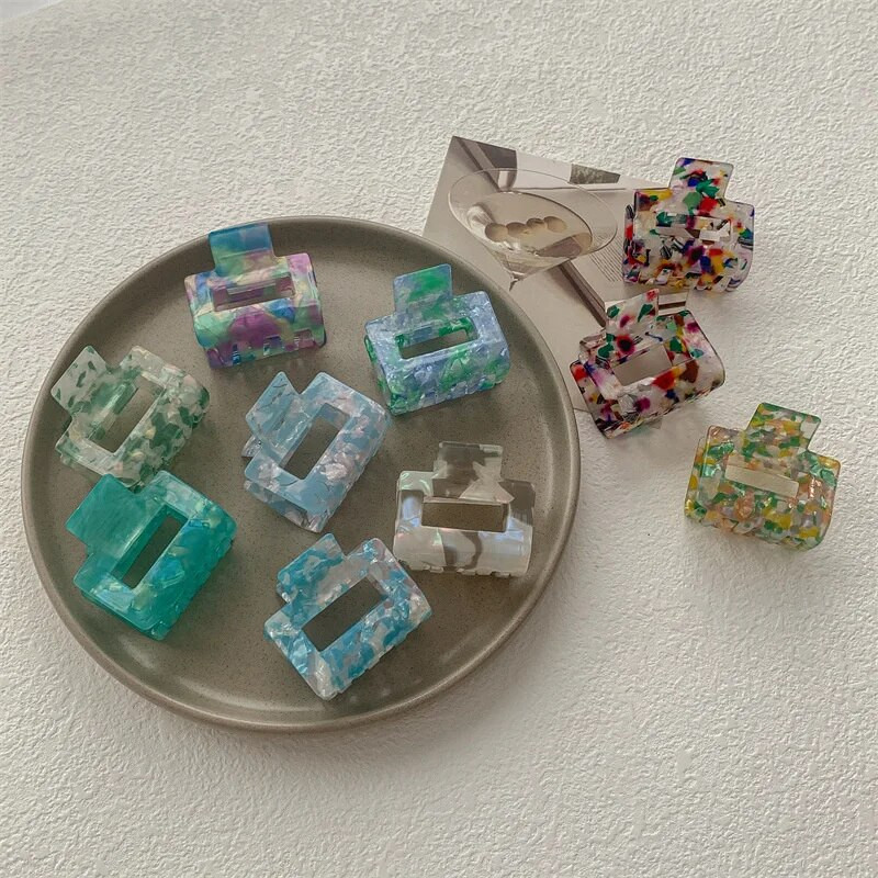 2023. gada modernas, kvadrātveida acetāta spīļveida matu sprādzes meitenēm, mazas matu sprādzes.