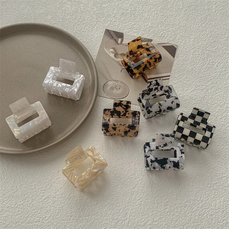 2023. gada modernas, kvadrātveida acetāta spīļveida matu sprādzes meitenēm, mazas matu sprādzes.